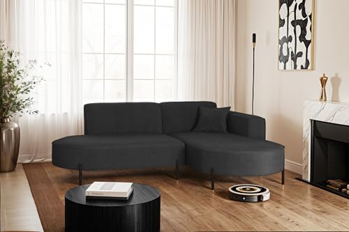 Kaiser Möbel - Ecksofa, Sofa L-Form Designer Modena Rein - Modern Design Couch - Freistehende Sofa Wohnzimmer - Seite Rechts - Stoff Noel - Farbe Graphit - 165x236x78 cm von Kaiser Möbel