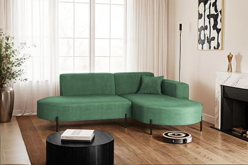 Kaiser Möbel - Ecksofa, Sofa L-Form Designer Modena Rein - Modern Design Couch - Freistehende Sofa Wohnzimmer - Seite Rechts - Stoff Noel - Farbe Pistazien - 165x236x78 cm von Kaiser Möbel