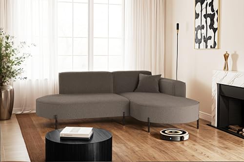 Kaiser Möbel - Ecksofa, Sofa L-Form Designer Modena Rein - Schlafsofa, Modern Design Couch - Freistehende Sofa Wohnzimmer - Seite Rechts - Stoff Quelle - Farbe Braun - 165x236x78 cm von Kaiser Möbel