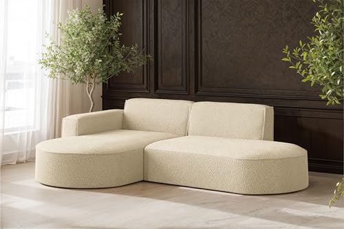 Kaiser Möbel - Ecksofa, Sofa L-Form Designer Modena Studio - Modern Design Couch - Freistehende Sofa Wohnzimmer - Seite Links - Stoff Quelle - Farbe Ecru - 165x236x78 cm von Kaiser Möbel