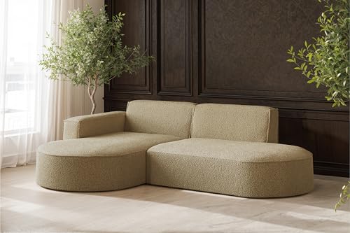 Kaiser Möbel - Ecksofa, Sofa L-Form Designer Modena Studio - Schlafsofa, Modern Design Couch - Freistehende Sofa Wohnzimmer - Seite Links - Stoff Quelle - Farbe Hellbraun - 165x236x78 cm von Kaiser Möbel