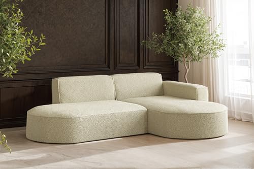 Kaiser Möbel - Ecksofa, Sofa L-Form Designer Modena Studio - Schlafsofa, Modern Design Couch - Freistehende Sofa Wohnzimmer - Seite Rechts - Stoff Quelle - Farbe Beige - 165x236x78 cm von Kaiser Möbel