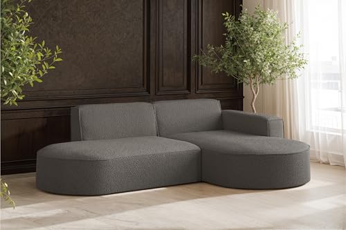Kaiser Möbel - Ecksofa, Sofa L-Form Designer Modena Studio - Modern Design Couch - Freistehende Sofa Wohnzimmer - Seite Rechts - Stoff Quelle - Farbe Graphit - 165x236x78 cm von Kaiser Möbel