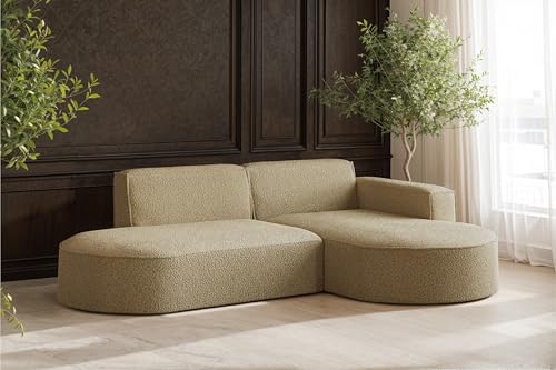 Kaiser Möbel - Ecksofa, Sofa L-Form Designer Modena Studio - Schlafsofa, Modern Design Couch - Freistehende Sofa Wohnzimmer - Seite Rechts - Stoff Quelle - Farbe Hellbraun - 165x236x78 cm von Kaiser Möbel