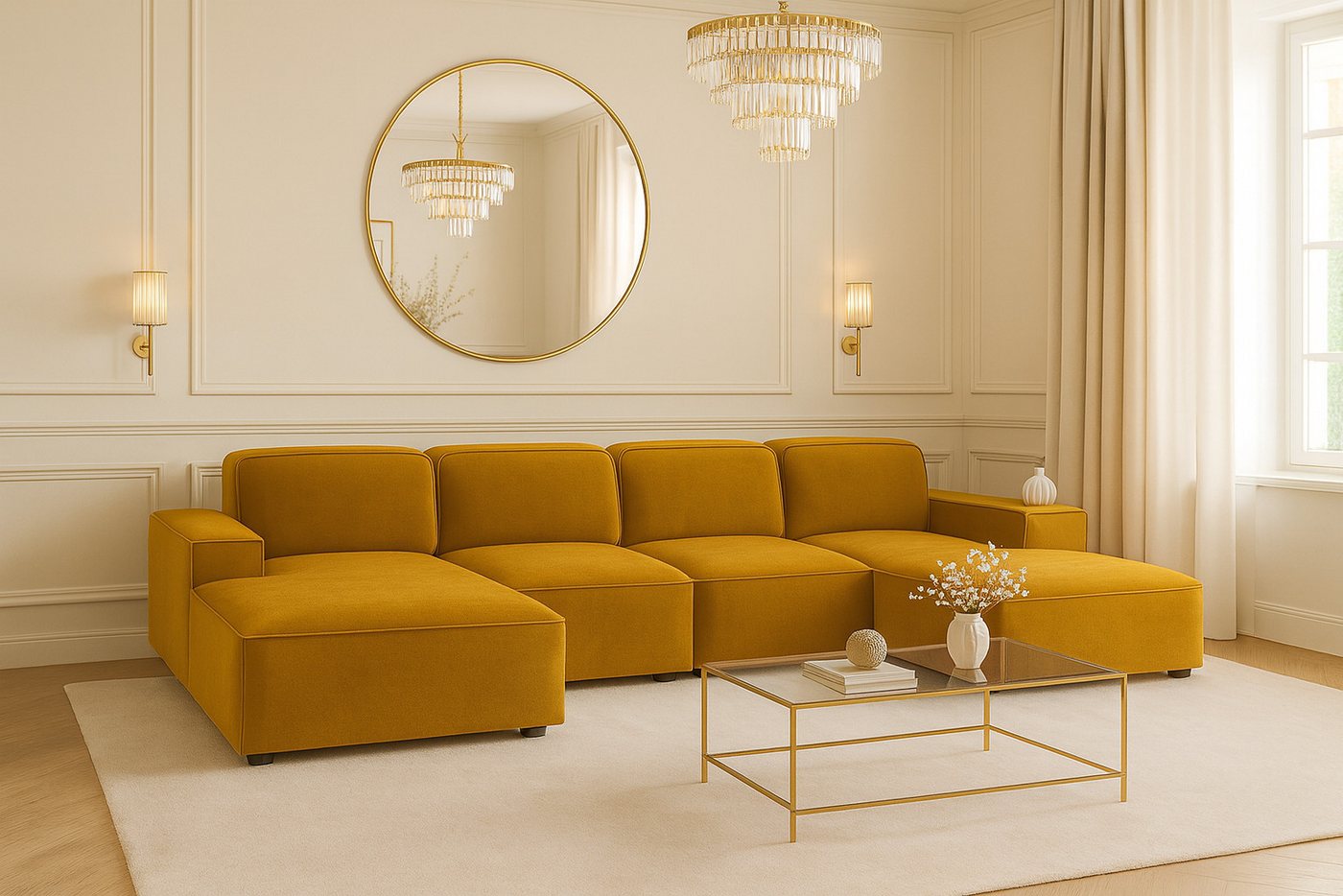 Kaiser Möbel Ecksofa Cursal U-Form – großes modulares Sofa aus hochwertigem Kaiser Möbel Ecksofa Cursal U-Form – großes modulares Sofa aus hochwertigem von Kaiser Möbel