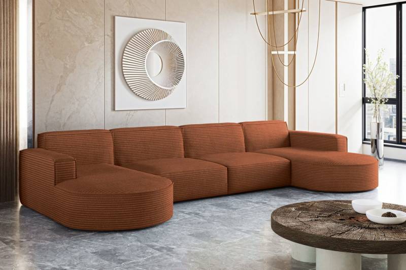 Kaiser Möbel Ecksofa Designer MODENA U XL stoff Dicker cord Poso, Viele Farben, praktisch und komfortabel von Kaiser Möbel