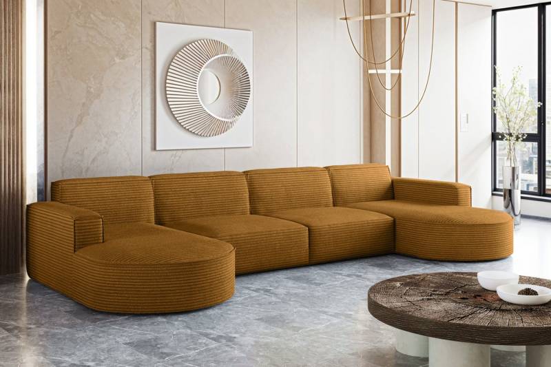 Kaiser Möbel Ecksofa Designer MODENA U XL stoff Dicker cord Poso, Viele Farben, praktisch und komfortabel von Kaiser Möbel