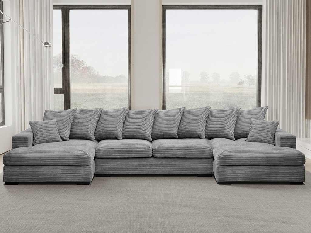 Kaiser Möbel Ecksofa Ecksofa, Sofa U-form, Couch U-form Gabon stoff Zoom, mit Relaxfunktion von Kaiser Möbel