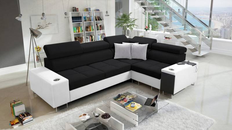 Kaiser Möbel Ecksofa Elegantes Ecksofa mit Konsole und Ladegerät MORENA II von Kaiser Möbel