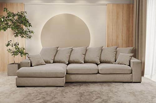 Kaiser Möbel, Sofa mit schlaffunktion, mit Bettkasten, Schlafsofa Gabon, Designer L-Form Sofa, Modern Design Couch, Polsterecke, Freistehend, Stoff- Samt Riviera Beige Links Kaiser Möbel, Sofa mit schlaffunktion, mit Bettkasten, Schlafsofa Gabon, Designer L-Form Sofa, Modern Design Couch, Polsterecke, Freistehend, Stoff- Samt Riviera Beige Links von Kaiser Möbel