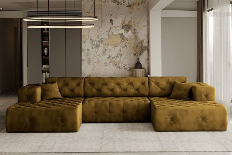 Kaiser Möbel Ecksofa LUX, stark gesteppte U-Form, weicher, eleganter Stoff Whisper, Große Auswahl an Farben für jede Einrichtung, modern und elegant von Kaiser Möbel