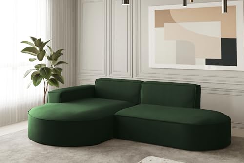 Kaiser Möbel Ecksofa Modena Studio Parma - Modern Design Couch, Sofagarnitur, Couchgarnitur, Polsterecke, freistehend, Ascot Velvet Opera Grün Links von Kaiser Möbel