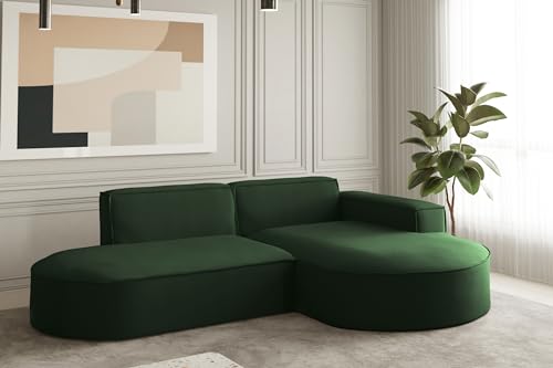 Kaiser Möbel Ecksofa Modena Studio Parma - Modern Design Couch, Sofagarnitur, Couchgarnitur, Polsterecke, freistehend, Ascot Velvet Opera Grün Rechts von Kaiser Möbel