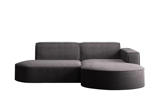 Kaiser Möbel Ecksofa Modena Studio Parma - Modern Design Couch, Sofagarnitur, Couchgarnitur, Polsterecke, freistehend, Stoff Dicker Cord Poso Dunkelgrau Rechts von Kaiser Möbel