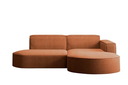 Kaiser Möbel Ecksofa Modena Studio Parma - Modern Design Couch, Sofagarnitur, Couchgarnitur, Polsterecke, freistehend, Stoff Dicker Cord Poso Ziegel Rechts von Kaiser Möbel