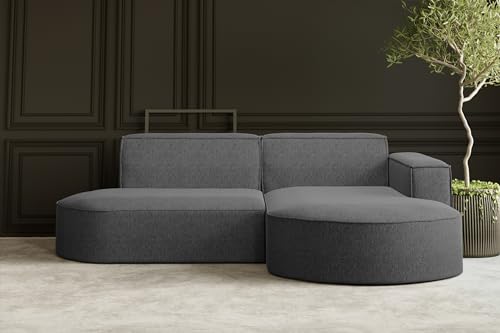 Kaiser Möbel Ecksofa Modena Studio Parma - Modern Design Couch Sofagarnitur Couchgarnitur Polsterecke freistehend, Stoff Neve Dunkelgrau Rechts von Kaiser Möbel