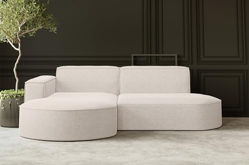 Kaiser Möbel, Ecksofa, Schlafsofa, Sofa Modena Studio Parma, Modern Design Couch, Polsterecke, Freistehend Sofa Wohnzimmer -Stoff Verita Ecru Links von Kaiser Möbel