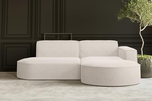 Kaiser Möbel Ecksofa Modena Studio Parma - Modern Design Couch Sofagarnitur Couchgarnitur Polsterecke freistehend, Stoff Neve Ecru Rechts von Kaiser Möbel