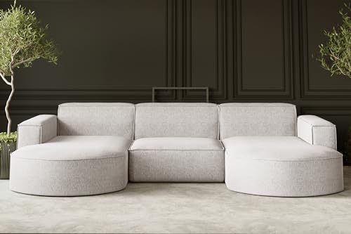 Kaiser Möbel, Sofa Modena, Designer u-Form Sofa, Modern Design Couch, Polsterecke, Freistehend, Neve Stoff Beige Breite: 299 cm Kaiser Möbel, Sofa Modena, Designer u-Form Sofa, Modern Design Couch, Polsterecke, Freistehend, Neve Stoff Beige Breite: 299 cm von Kaiser Möbel