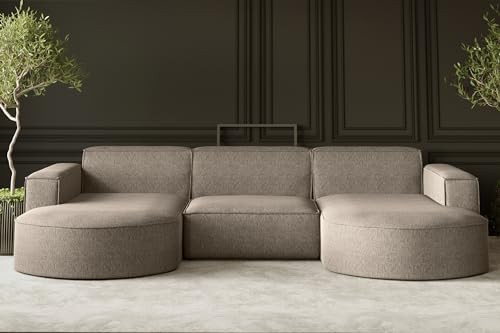 Kaiser Möbel, Sofa Modena, Designer u-Form Sofa, Modern Design Couch, Polsterecke, Freistehend, Verita Stoff Warmbeige Breite: 299 cm Kaiser Möbel, Sofa Modena, Designer u-Form Sofa, Modern Design Couch, Polsterecke, Freistehend, Verita Stoff Warmbeige Breite: 299 cm von Kaiser Möbel
