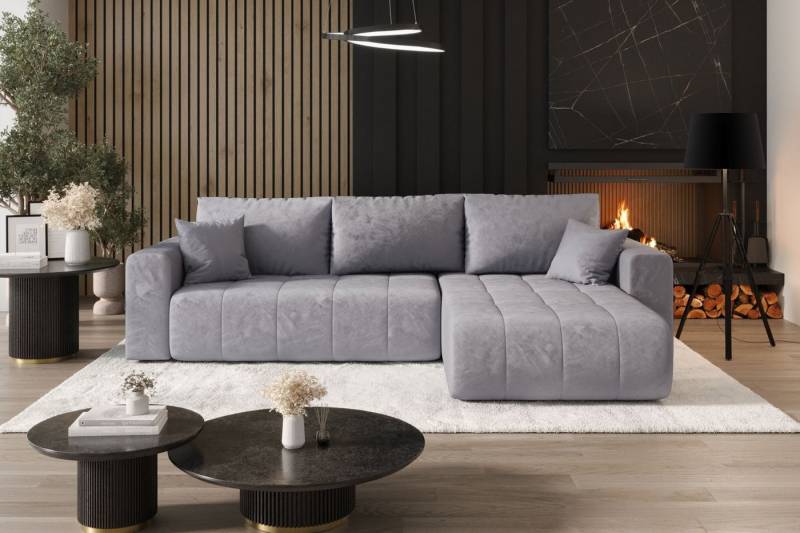 Kaiser Möbel Ecksofa Sofa L-form mit Schlaffunktion im Veloursstoff Monolith modernes MILO, L-Form,Samtweiche Veloursoberfläche,Wasserabweisender Stoff Monolith von Kaiser Möbel