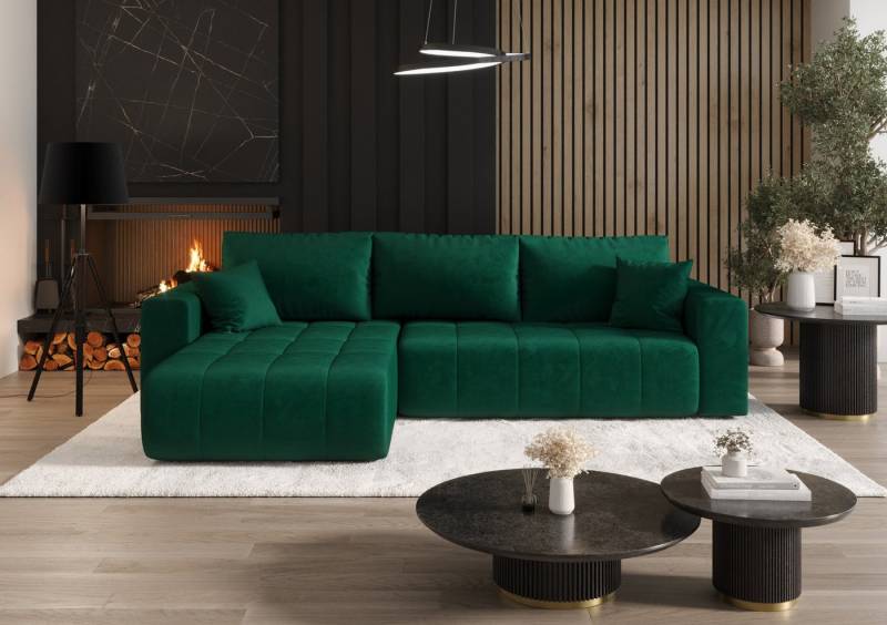 Kaiser Möbel Ecksofa Sofa L-form mit Schlaffunktion im Veloursstoff Monolith modernes MILO, L-Form,Samtweiche Veloursoberfläche,Wasserabweisender Stoff Monolith von Kaiser Möbel