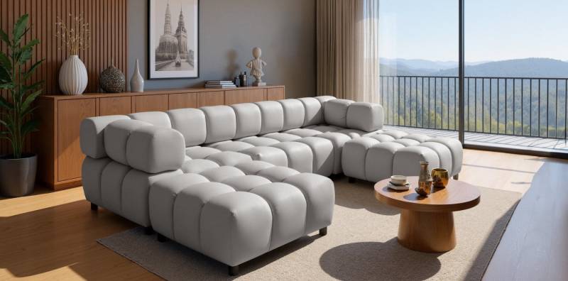 Kaiser Möbel Ecksofa großes, luxuriöses Modulsofa in modernem Design im Stoff Bluvel BOLLA, Puff-Cube-Optik Premium-Velours Bluvel Sehr tiefer Sitzkomfort Kaiser Möbel Ecksofa großes, luxuriöses Modulsofa in modernem Design im Stoff Bluvel BOLLA, Puff-Cube-Optik Premium-Velours Bluvel Sehr tiefer Sitzkomfort von Kaiser Möbel