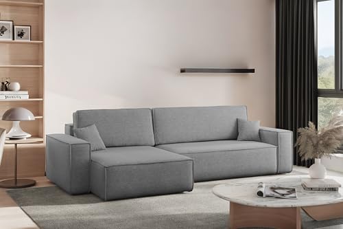 Kaiser Möbel - Ecksofa mit Schlaffunktion und Bettkasten - Eckcouch 274x142x83 cm - Big Sofa L Form, Wohnlandschaft - Bequemes Sofa mit Ottomane - Best XL - Stoff Verita - Verita - Stahl - Links von Kaiser Möbel