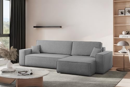 Kaiser Möbel - Ecksofa mit Schlaffunktion und Bettkasten - Eckcouch 274x142x83 cm - Big Sofa L Form, Wohnlandschaft - Bequemes Sofa mit Ottomane - Best XL - Stoff Verita - Verita - Stahl - Rechts von Kaiser Möbel