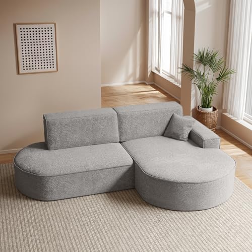 Kaiser Möbel - Ecksofa mit Schlaffunktion und Bettkasten - Eckcouch - Sofa L Form, Wohnlandschaft - Bequemes Sofa mit Ottomane - Modena PRO Stoff Arena Grau, Rechts von Kaiser Möbel