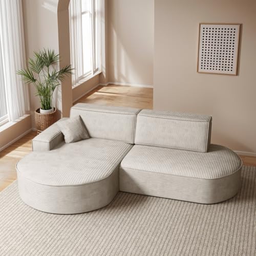 Kaiser Möbel - Ecksofa mit Schlaffunktion und Bettkasten - Eckcouch- Sofa L Form, Wohnlandschaft - Bequemes Sofa mit Ottomane - Modena PRO Stoff Poso Beige, Links von Kaiser Möbel