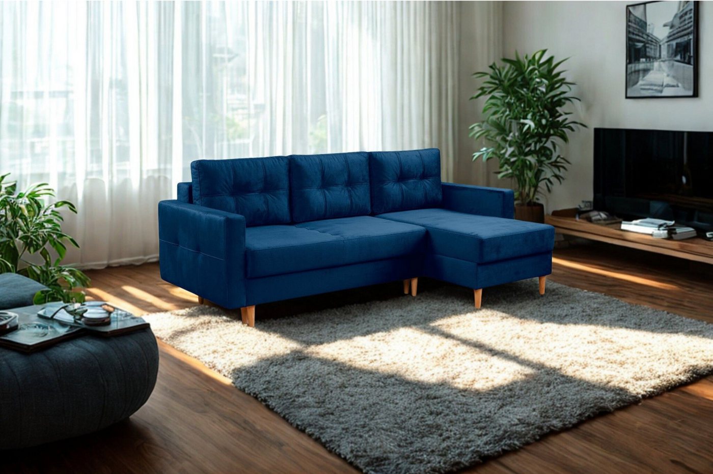 Kaiser Möbel Ecksofa mit schlaffunktion und bettkasten, L-Form Floro stoff Monolith, universell montierbare Ottomane DL-Aufklappsystem Kaiser Möbel Ecksofa mit schlaffunktion und bettkasten, L-Form Floro stoff Monolith, universell montierbare Ottomane DL-Aufklappsystem von Kaiser Möbel