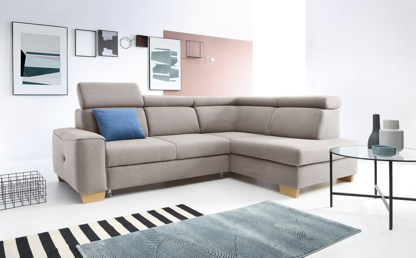 Kaiser Möbel Ottomane Ecksofa, Eckcouch, Ecksofa BARDO, mit Relaxfunktion, Made in Europe von Kaiser Möbel