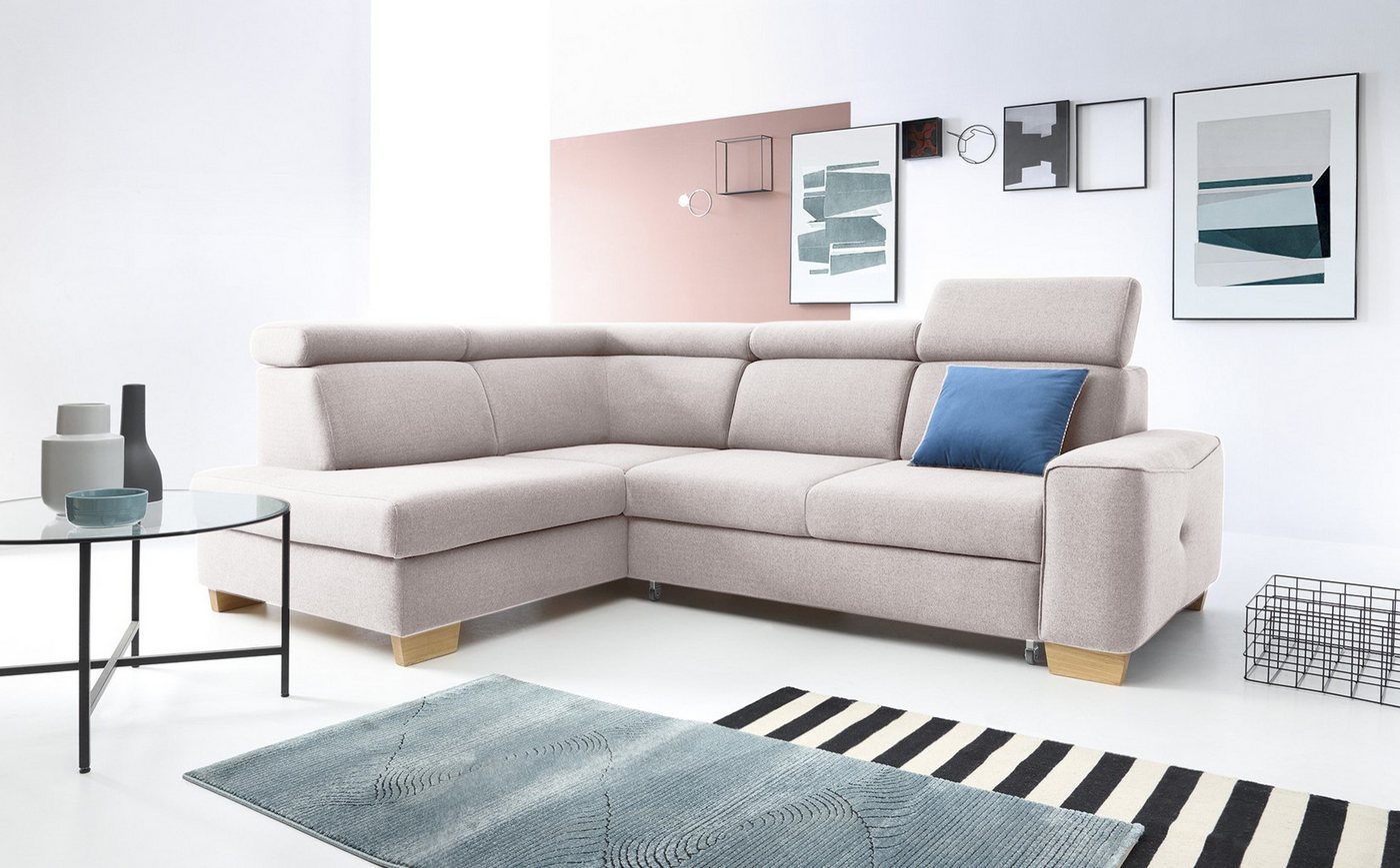 Kaiser Möbel Ottomane Ecksofa, Eckcouch, Ecksofa BARDO, mit Relaxfunktion, Made in Europe von Kaiser Möbel