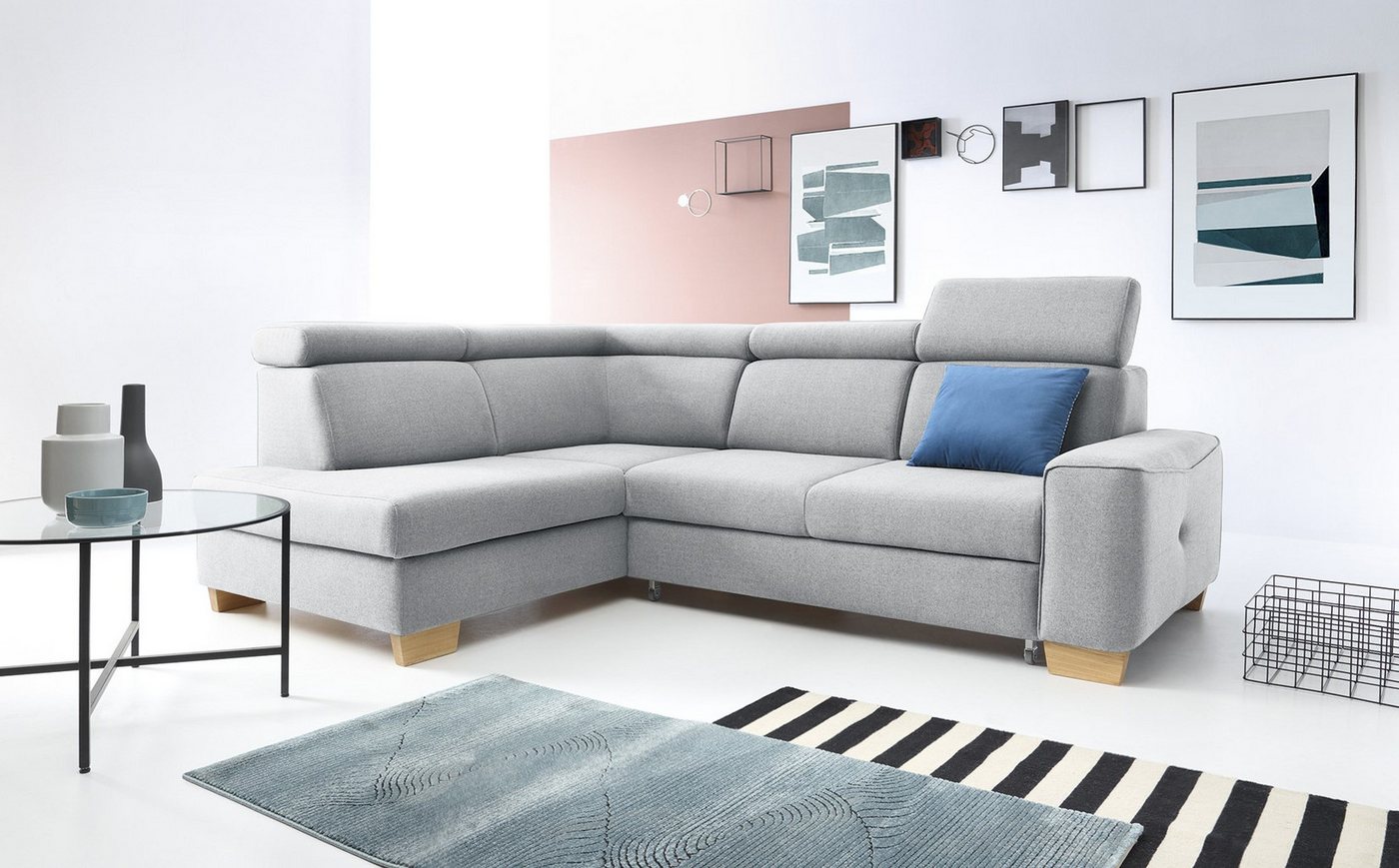 Kaiser Möbel Ottomane Ecksofa, Eckcouch, Ecksofa BARDO, mit Relaxfunktion, Made in Europe von Kaiser Möbel