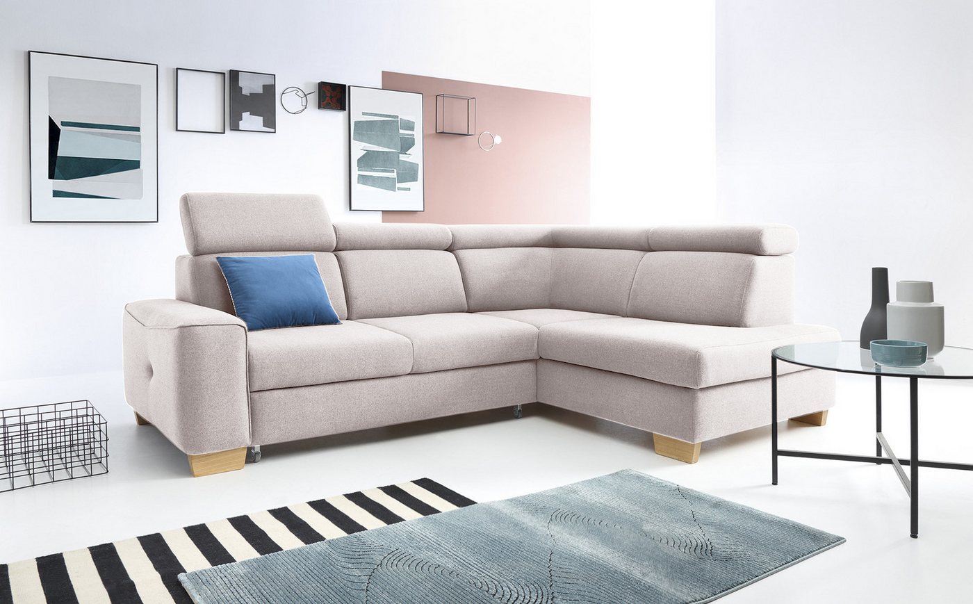 Kaiser Möbel Ottomane Ecksofa, Eckcouch, Ecksofa BARDO, mit Relaxfunktion, Made in Europe von Kaiser Möbel