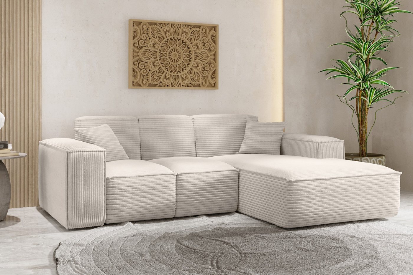 Kaiser Möbel Ottomane Ecksofa, Eckcouch L form, Wohnzimmer Couch SIENA stoff Poso, mit Relaxfunktion von Kaiser Möbel