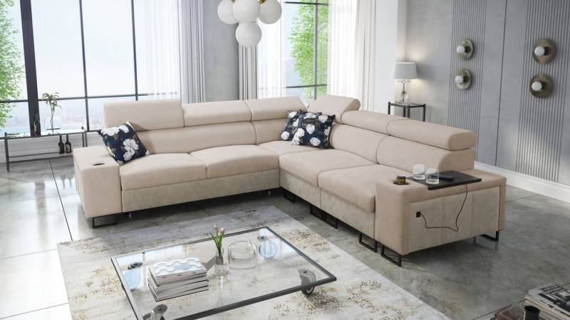 Kaiser Möbel Ecksofa Ecksofa mit Schlaffunktion MELODY III, modern, luxuriös, mit Bar von Kaiser Möbel