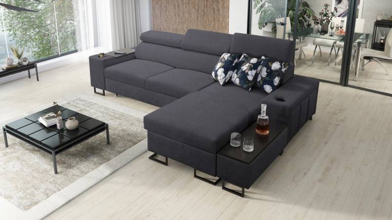 Kaiser Möbel Ecksofa Luxuriöses,modernes Ecksofa MELODY I MAXI mit Usb und Regal von Kaiser Möbel