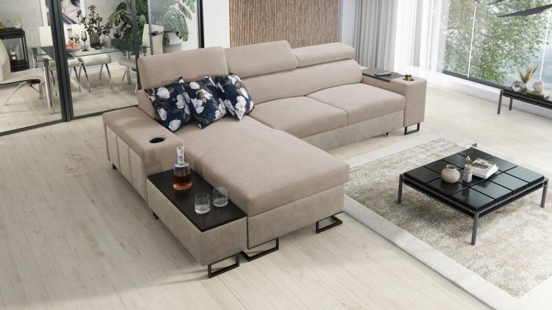 Kaiser Möbel Ecksofa Luxuriöses,modernes Ecksofa MELODY I MAXI mit Usb und Regal von Kaiser Möbel