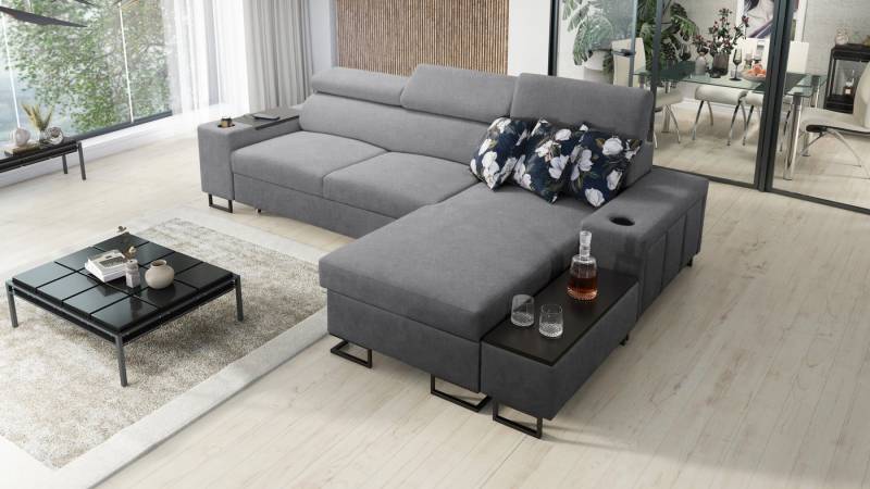 Kaiser Möbel Ecksofa Luxuriöses,modernes Ecksofa MELODY I MAXI mit Usb und Regal von Kaiser Möbel