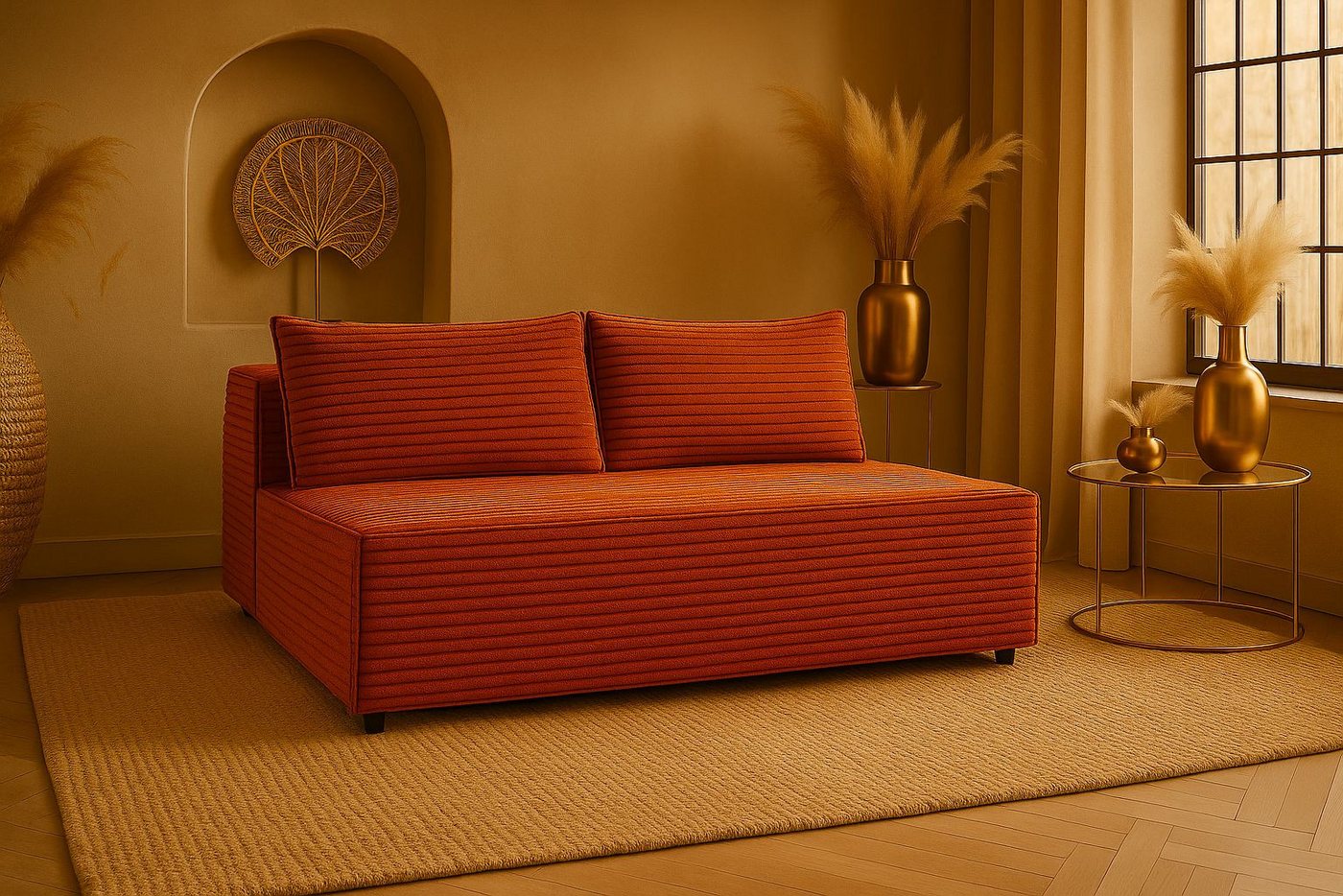 Kaiser Möbel Schlafsofa Sofa mit Bettkasten, DUO Cordstoff, Modernes Schlafsofa aus Cordstoff mit Bettkasten von Kaiser Möbel