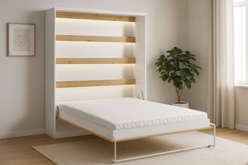 Kaiser Möbel Schrankbett Schrankbett Perfekt vertikales Bett mit Stil und Funktion Klappbett mit LED, vertikalem Mechanismus und platzsparendem Design von Kaiser Möbel