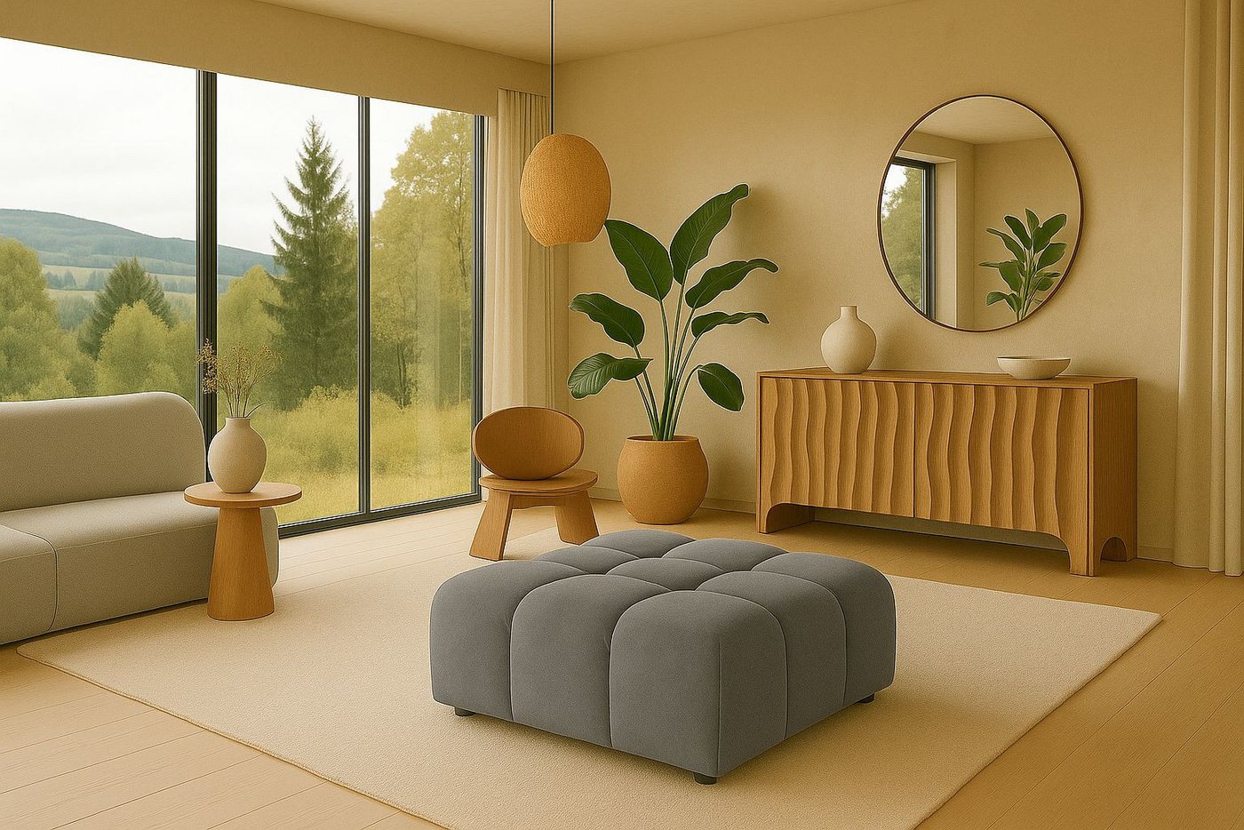 Kaiser Möbel Sitzhocker luxuriöser,Modulhocker im Veloursdesign im Stoff Bluvel BOLLA (Einzelhocker der BOLLA-Serie), Bubble-Design / abgerundete Form,Luxuriöse Samtoberfläche von Kaiser Möbel