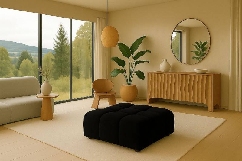 Kaiser Möbel Sitzhocker luxuriöser,Modulhocker im Veloursdesign im Stoff Bluvel BOLLA (Einzelhocker der BOLLA-Serie), Bubble-Design / abgerundete Form,Luxuriöse Samtoberfläche von Kaiser Möbel