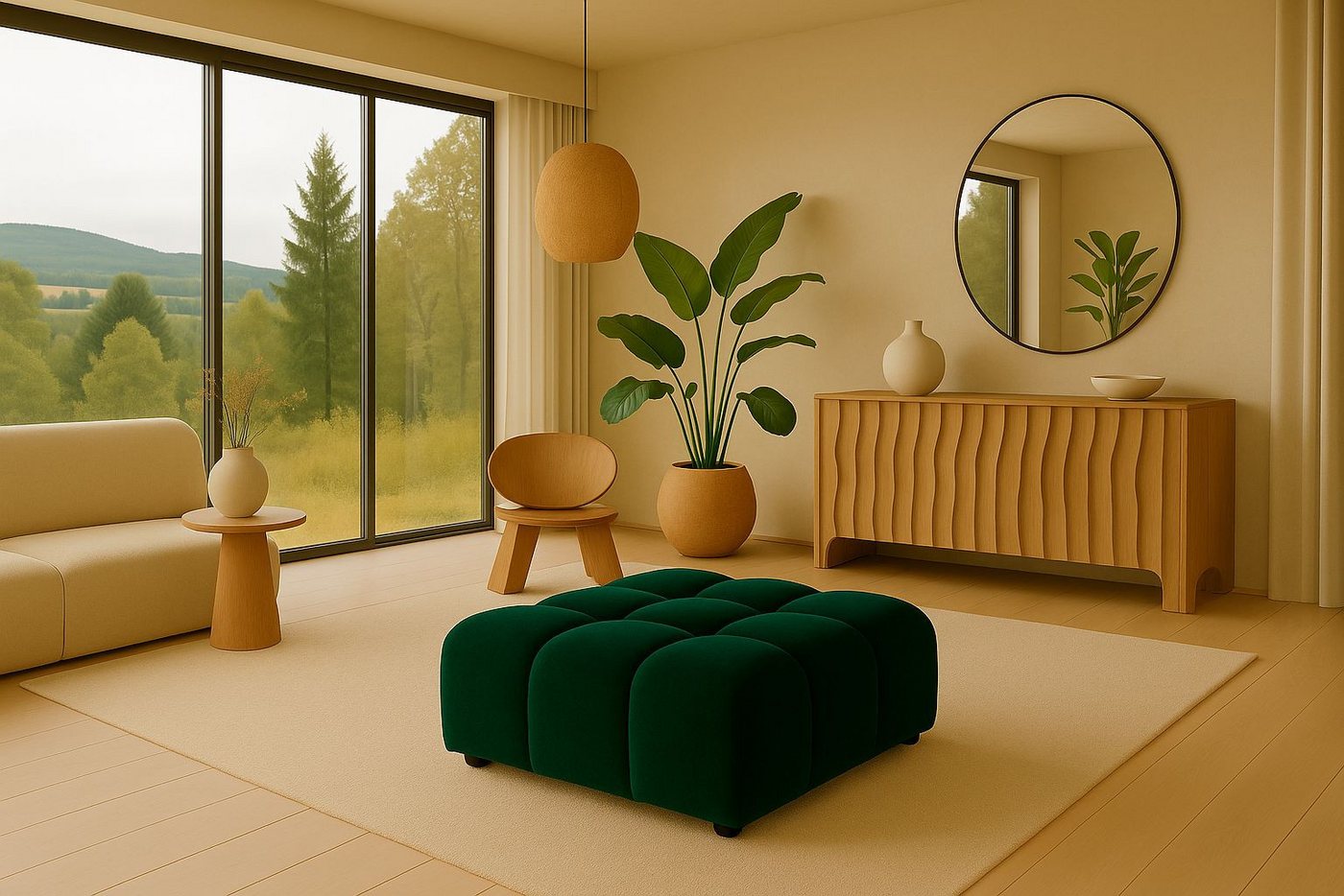 Kaiser Möbel Sitzhocker luxuriöser,Modulhocker im Veloursdesign im Stoff Bluvel BOLLA (Einzelhocker der BOLLA-Serie), Bubble-Design / abgerundete Form,Luxuriöse Samtoberfläche von Kaiser Möbel