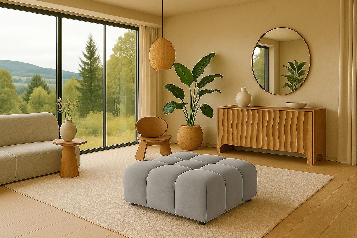 Kaiser Möbel Sitzhocker luxuriöser,Modulhocker im Veloursdesign im Stoff Bluvel BOLLA (Einzelhocker der BOLLA-Serie), Bubble-Design / abgerundete Form,Luxuriöse Samtoberfläche von Kaiser Möbel