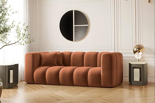 Kaiser Möbel - Sofa 2 Sitzer - 2er Couch - 91x197x70 cm - Relaxsofa Wohnzimmer, Jugendzimmer - HR-Schaum, Gewellte Feder, 2 dekorative Kissen - Sofa Modern - Grand - Stoff Salvador - Braun von Kaiser Möbel