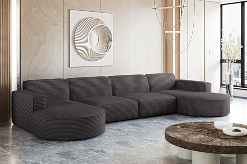 Kaiser Möbel - Ecksofa mit Wohnlandschaft, Eckcouch U Form, Bigsofa, Polstersofa, Bequemes Couch mit Ottomanen für Wohnzimmer, Relaxsofa, Stilvolles Cord Sofa, Lounge-Set U-Form, MODENA XL, Dunkelgrau Kaiser Möbel - Ecksofa mit Wohnlandschaft, Eckcouch U Form, Bigsofa, Polstersofa, Bequemes Couch mit Ottomanen für Wohnzimmer, Relaxsofa, Stilvolles Cord Sofa, Lounge-Set U-Form, MODENA XL, Dunkelgrau von Kaiser Möbel
