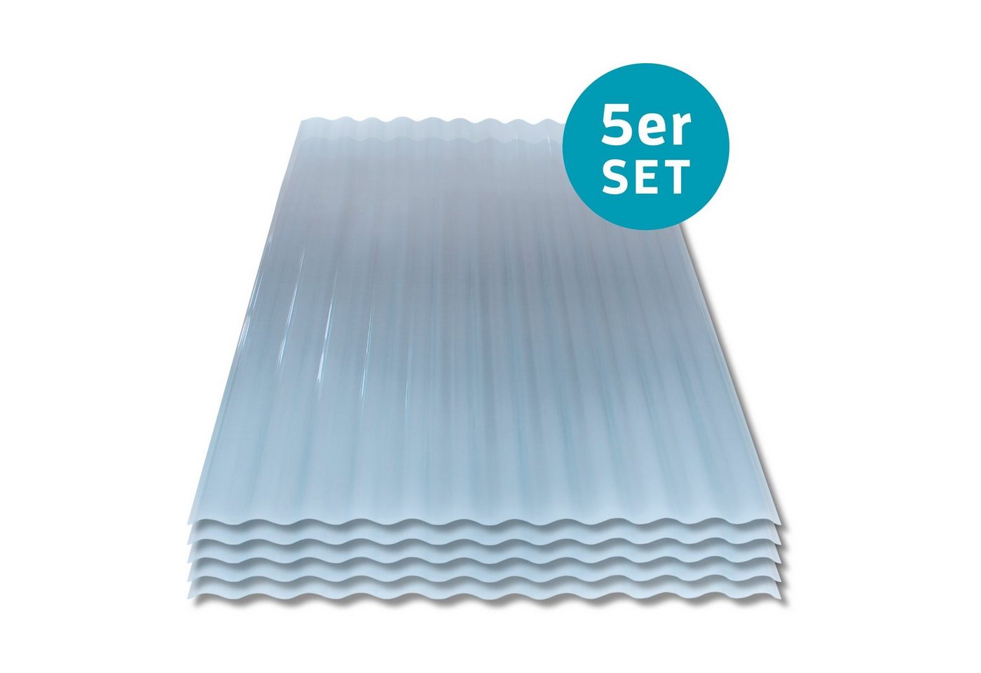 Kaiser plastic Wellplatte transparent für Dach - Sinus 76/18 Dachplatten glatt & klar, 0,8 mm, (5-St), Made in Germany - Hagelfest und Bruchsicher - UV-Schutz von Kaiser plastic